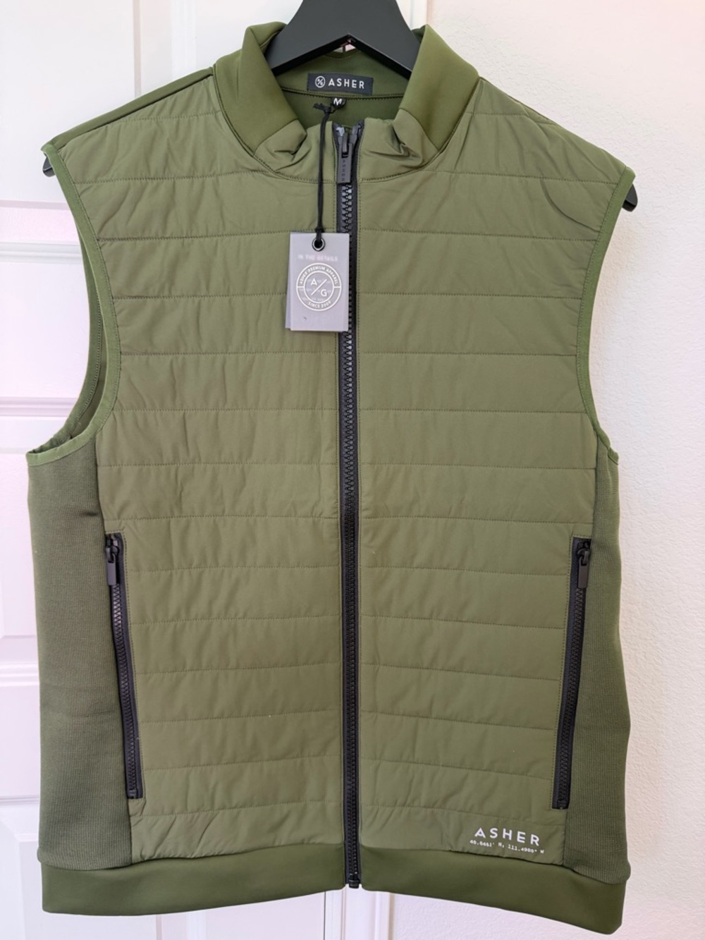 Asher Golf Quilted Performance Vest – Olive Green (Size Medium) New w/ Tags